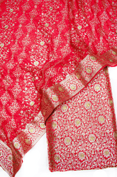 New Red Stone Kimkhab Silk Banarasi Gharara With Fancy Duppata