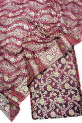 Maroon Stone Kimkhab Silk Banarasi Gharara With Lehirya Duppata