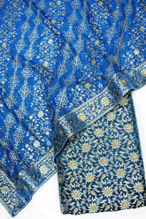 Fancy Lehirya Duppata Blue Stone Kimkhab Silk Banarasi Gharara Gharara