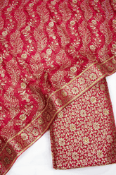New Maroon Lehirya Duppata Stone Kimkhab Silk Banarasi Gharara