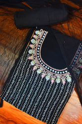 Pour Shiffon Multicolour Heavy Gala Daman Handwork Suit