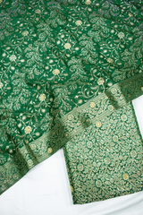 Heavy Jaal Design Bottle Green Stone Kimkhab Silk Banarasi Gharara