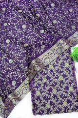 New Dark Purple Fancy Stone Kimkhab Silk Banarasi Gharara