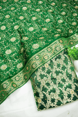 Dark Green Kimkhab Silk Banarasi Gharara With Fancy Duppata