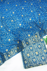 New Fancy Jaal Duppata Blue Stone Kimkhab Silk Banarasi Gharara