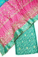 Rama Green Contrast Duppata Stone Kimkhab Silk Banarasi Gharara