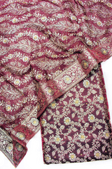 Maroon Stone Kimkhab Silk Banarasi Gharara With Lehirya Duppata