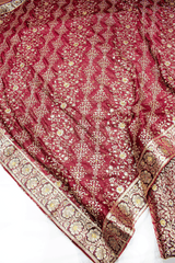 Lehirya Duppata Dark Maroon Stone Kimkhab Silk Banarasi Gharara
