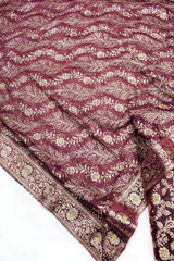 Maroon Stone Kimkhab Silk Banarasi Gharara With Lehirya Duppata