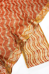 New Lehirya Design Orange Stone Kimkhab Silk Banarasi Gharara