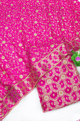 Trending Design Rani Pink Stone Kimkhab Silk Banarasi Gharara