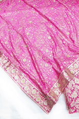 New Light Pink Kimkhab Silk Banarasi Gharara With Lehirya Duppata