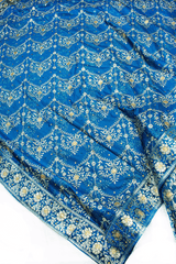 New Blue Stone Kimkhab Silk Banarasi Gharara With Fancy Duppata