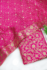 Latest Fancy Duppata Rani Pink Kimkhab Silk Banarasi Gharara