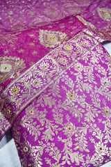 Latest Purple Stone Kimkhab Silk Banarsi Gharara