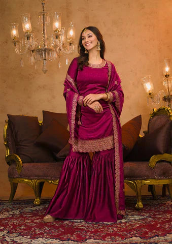 Trending Fancy Floral Print Simar Saree With Heavy Glitter Work