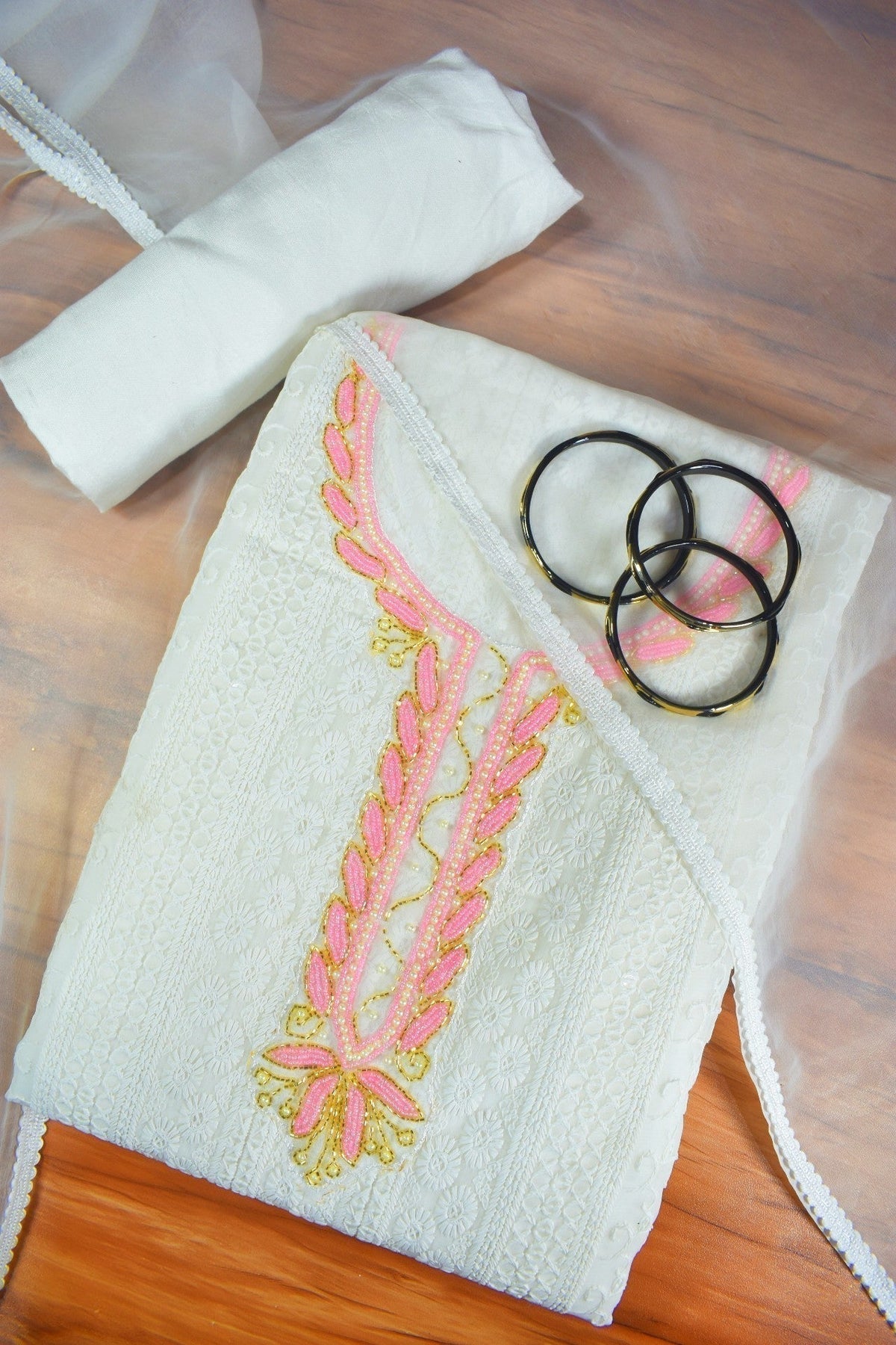 New Heavy Handwork Gala Pour Shiffon Chickenkari Suit